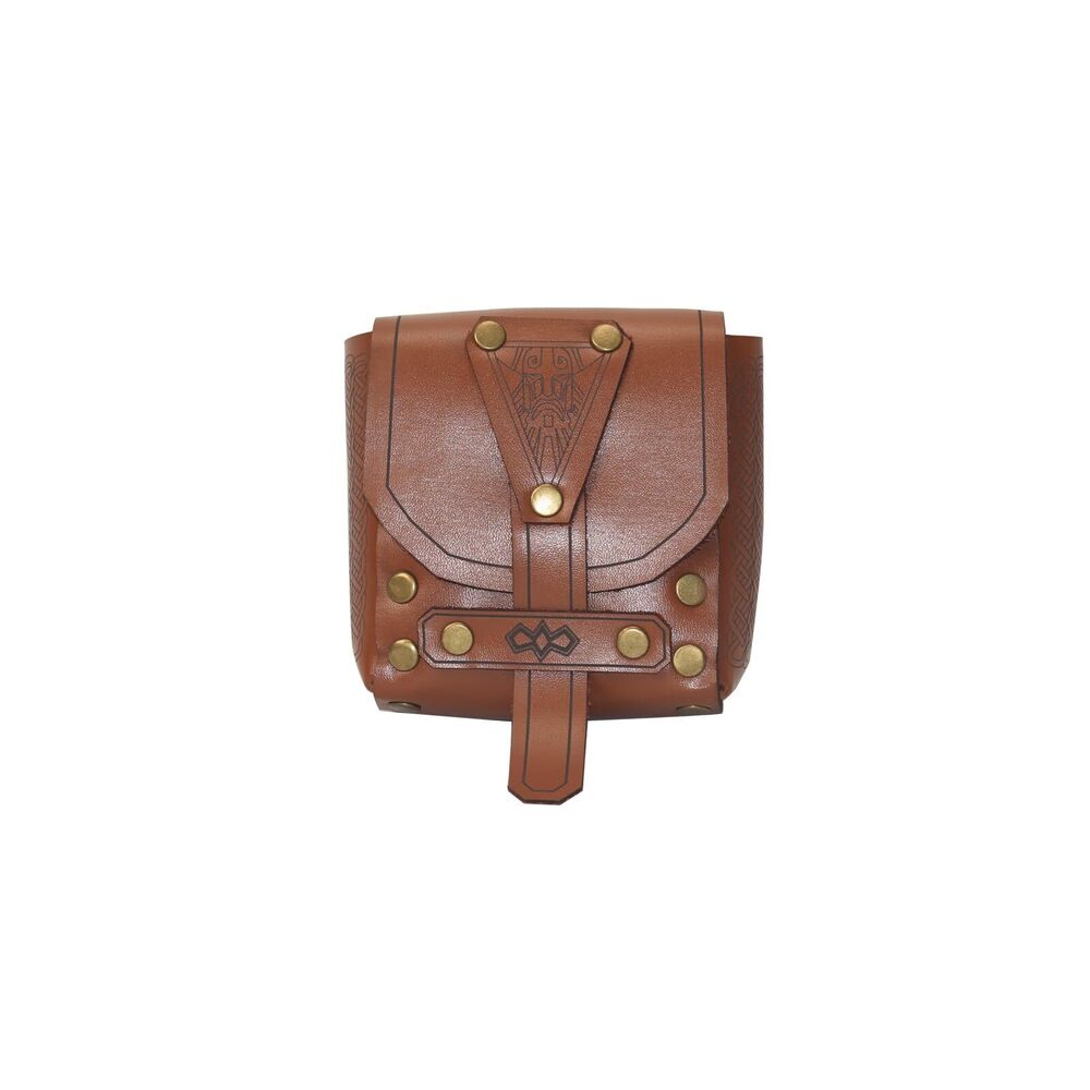 3234 Medieval Coin Pouch, Viking Bag Embossed from Leather Retro Nordic